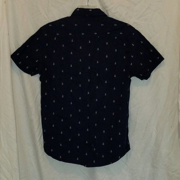 Anchor Shirt Botton Up Down Navy Short Sleeve On the Road Men's Size Small MAN'S - Picture 6 of 11